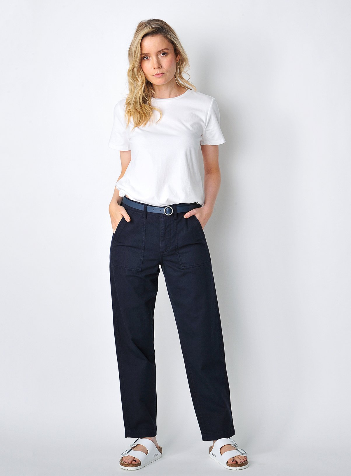 BURGS Cambourne Womens Straight Leg Chino Trousers Navy
