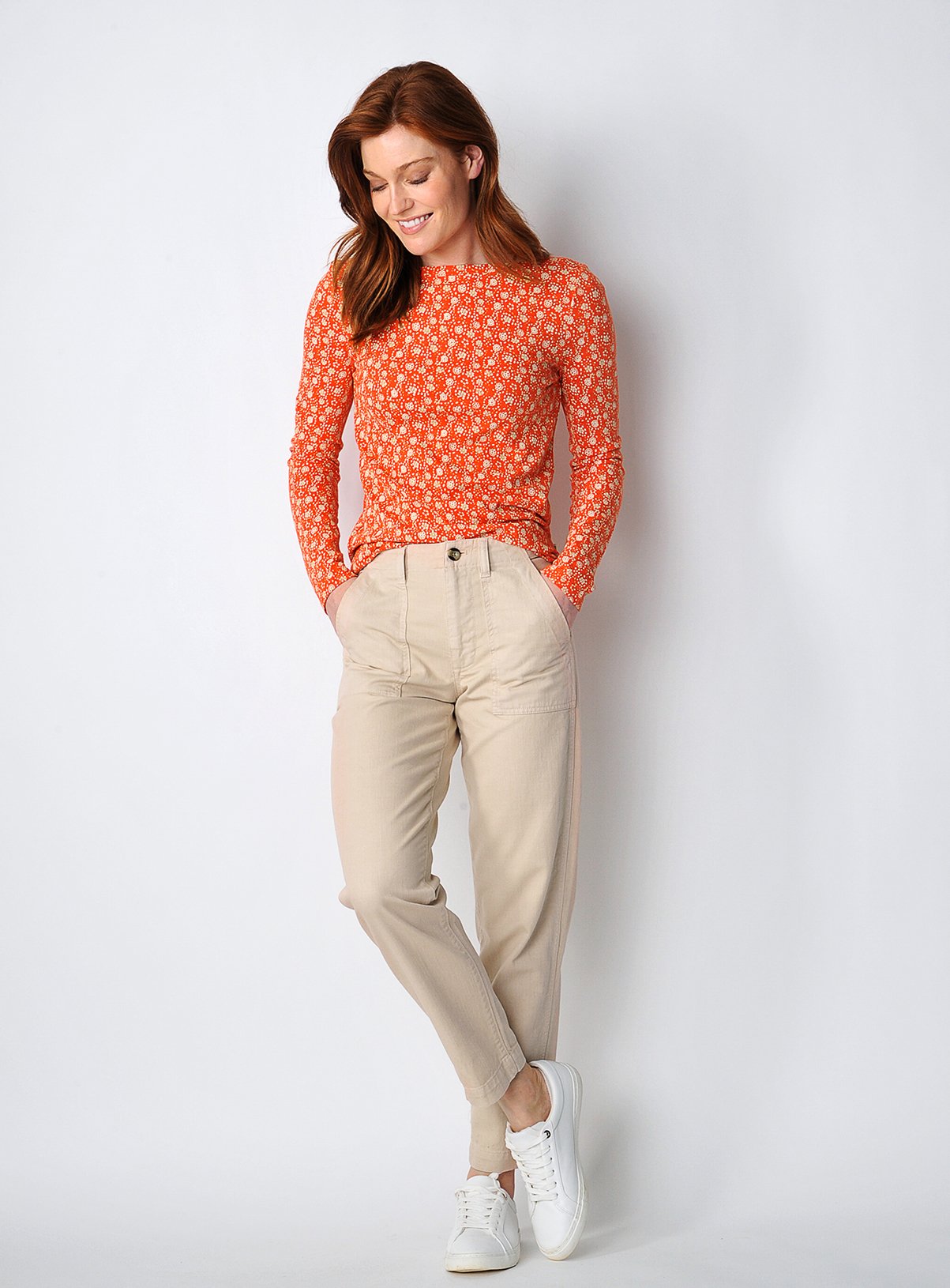 BURGS Cambourne Womens Straight Leg Chino Trousers Cloudy White