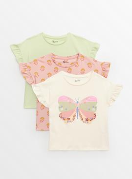 Pastel Butterfly Floral T-Shirt 3 Pack 