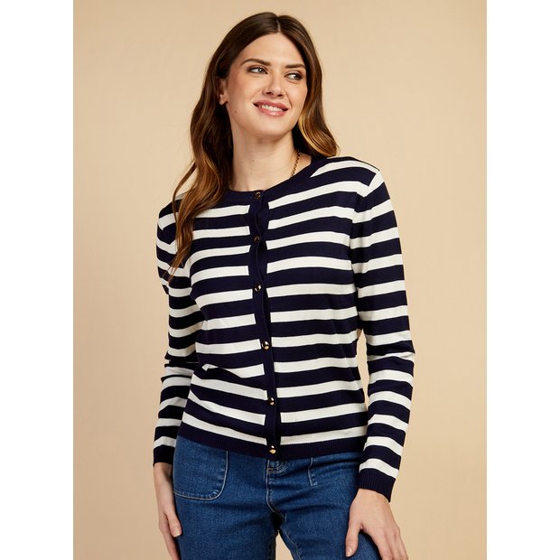 Navy hot sale striped cardigan