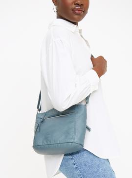 Blue Washed Faux Leather Bag One Size