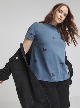 SIMPLY BE Butterfly Embroidered Tee 