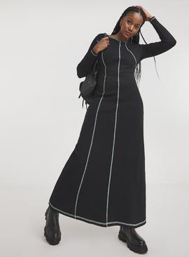SIMPLY BE Long Sleeve Exposed Seam Midaxi Dress 