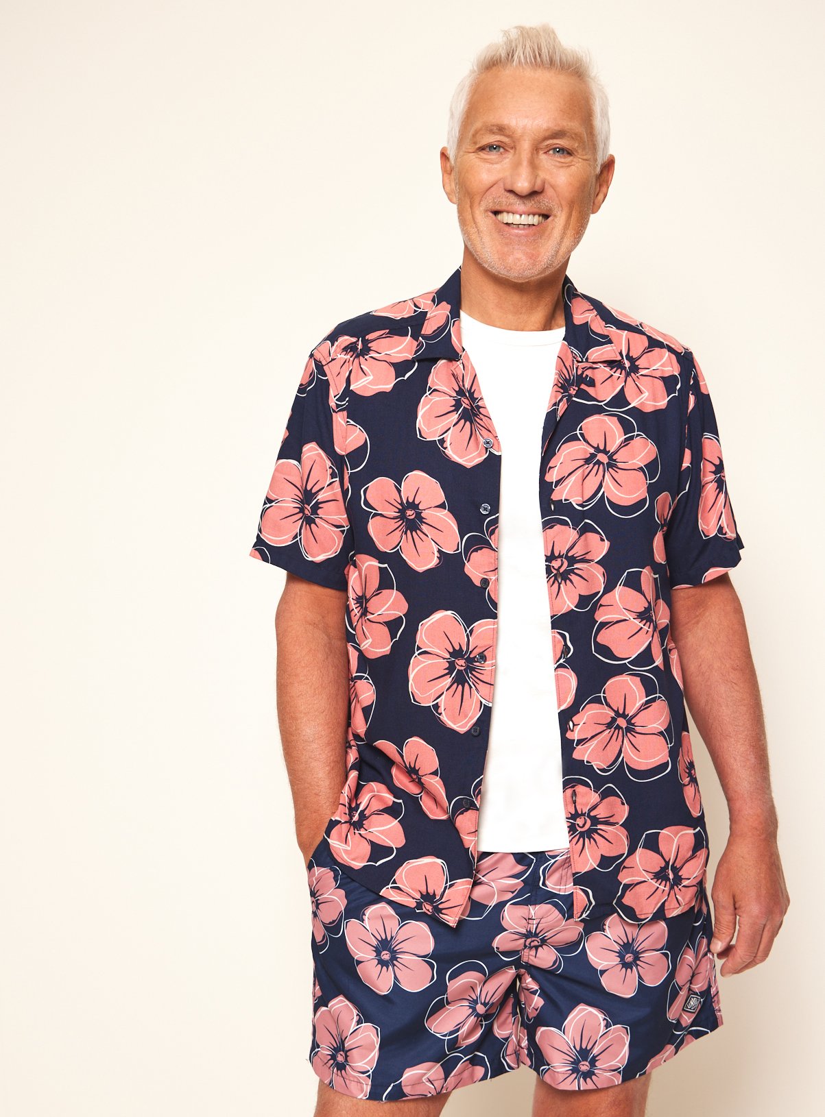 UNION WORKS Navy Floral Print Swim Shorts XXXXL