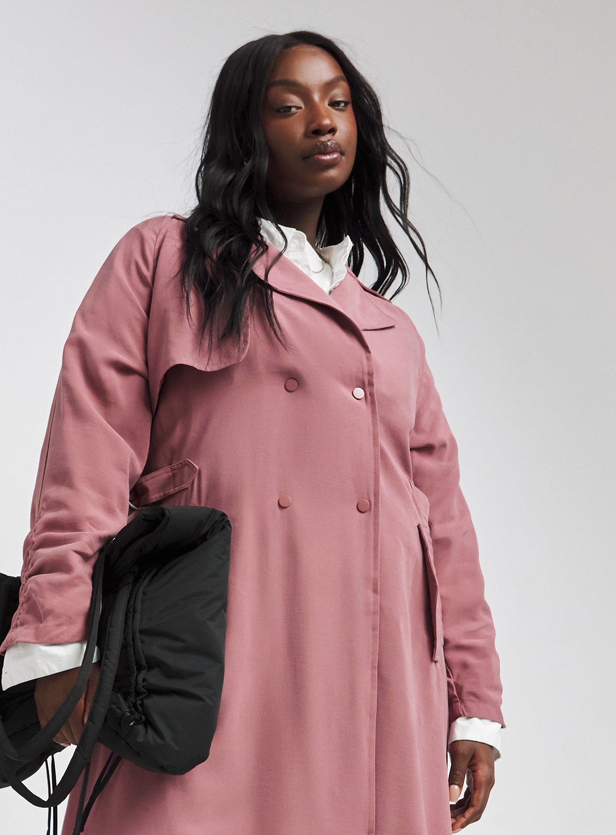 SIMPLY BE Ruched Sleeve Trench Coat 