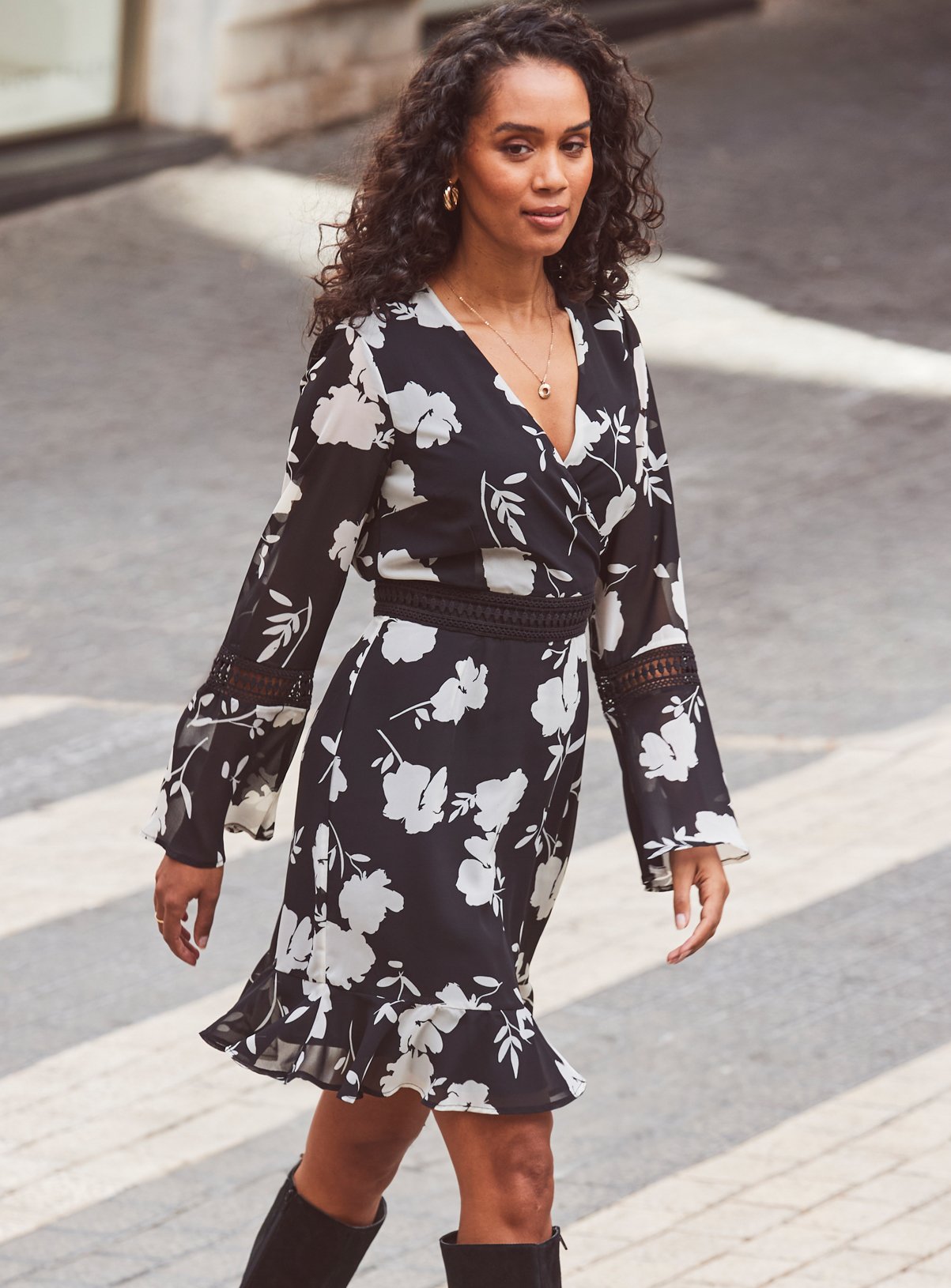 SOSANDAR Fluted Hem Dress