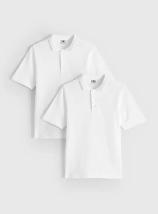 2 Pack Unisex Polo Shirts with Perfect White