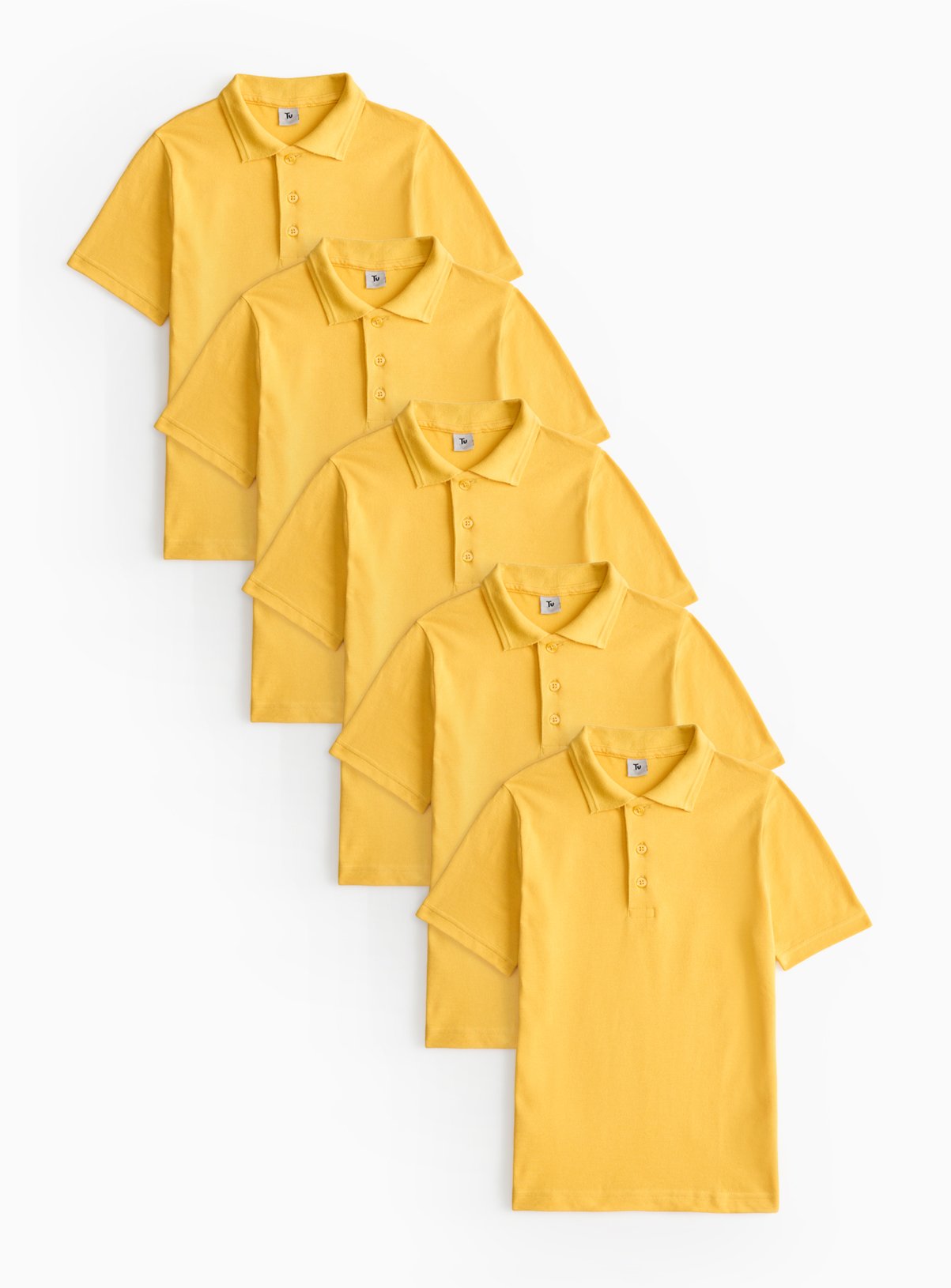 5 Pack Yellow Unisex Polo Shirts 7 years