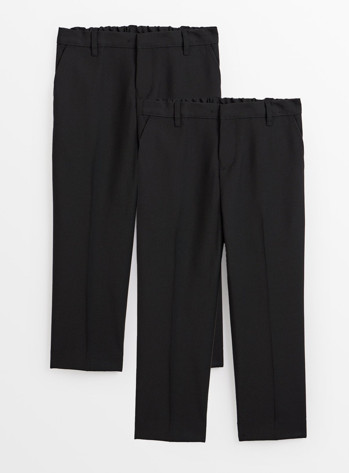 2 Pack Black Trousers with Reinforced Knees & Extendable Hems Longer Leg 5 years