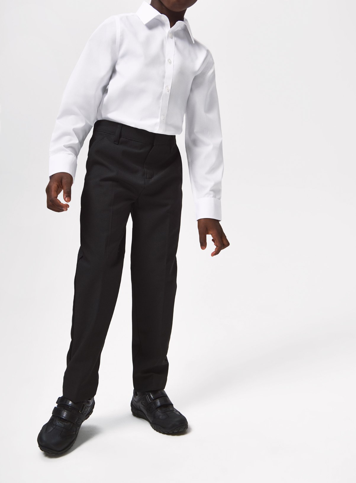 2 Pack Black Woven Trousers with Reinforced Knees & Extendable Hem 8 years