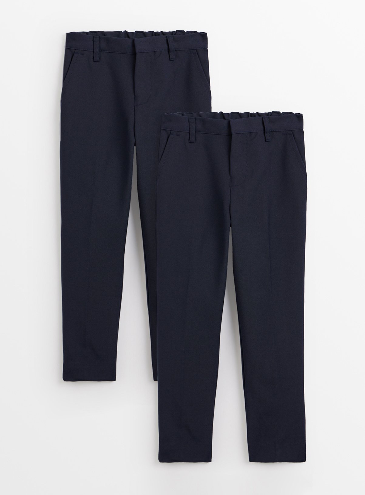2 Pack Navy Woven Trousers with Reinforced Knees & Extendable Hem 11 years