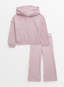Pink Knitted Hoodie & Joggers Set 