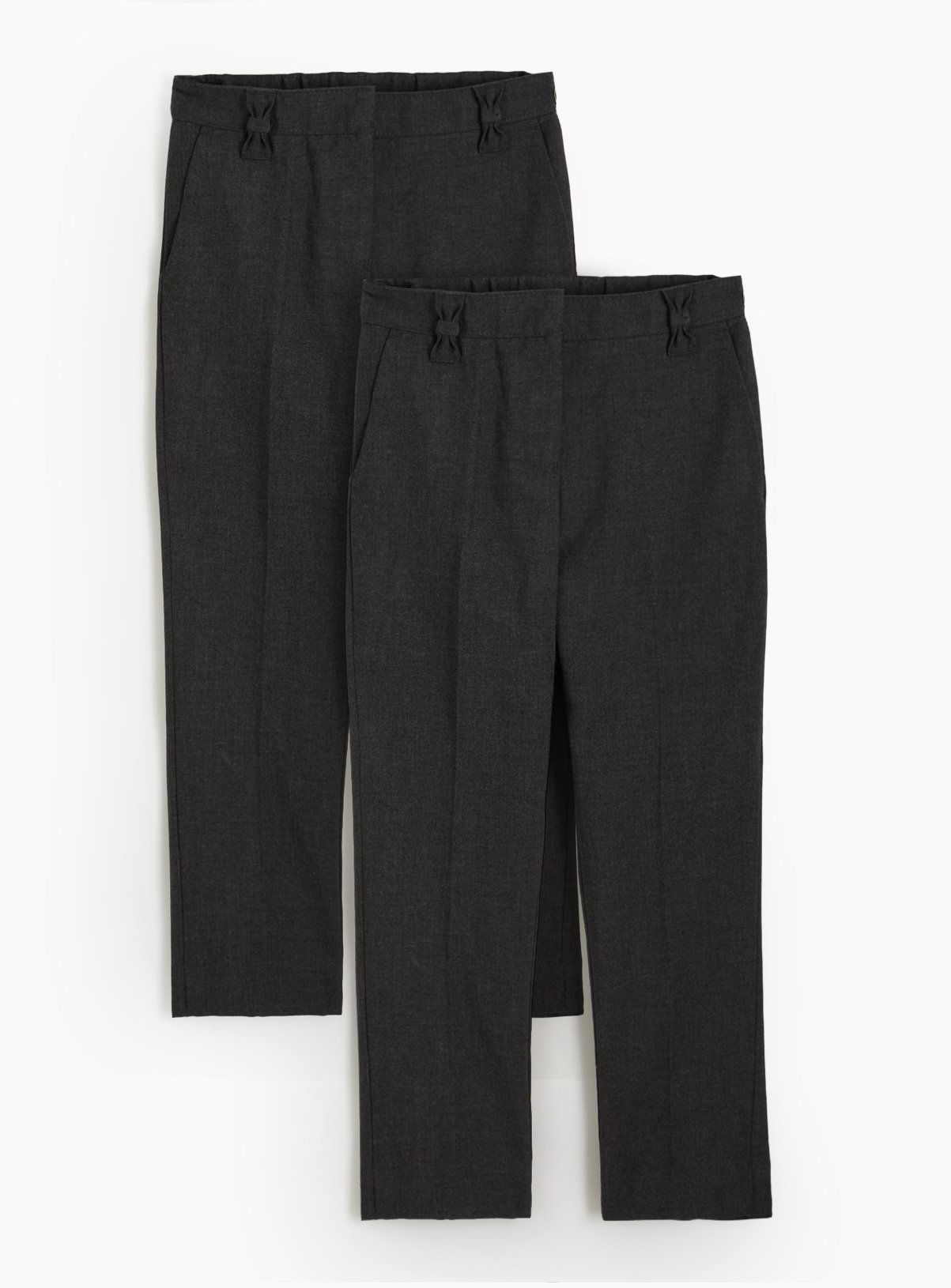 2 Pack Girls Grey Trousers with Reinforced Knees & Extendable Hem 6 years