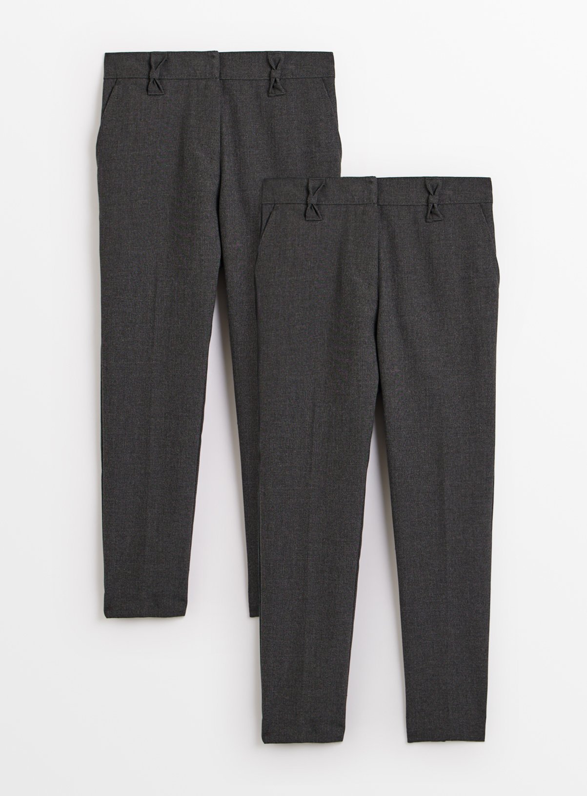 2 Pack Girls Trousers with Reinforced Knees & Extendable Hems Longer Leg 