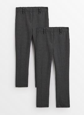 Grey Skinny Reinforced Knee Grow Hem Trousers 2 Pack 