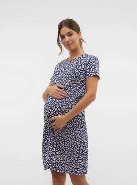 MAMALICIOUS Hira Lia Leo Short Sleeve Jersey Maternity & Nursing Nightgown  