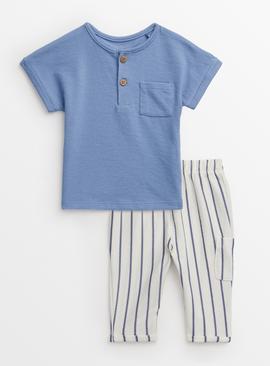 Sailor Blue T-Shirt & Stripe Trousers Set 