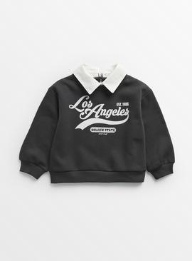 Black Los Angeles Collared Sweatshirt  