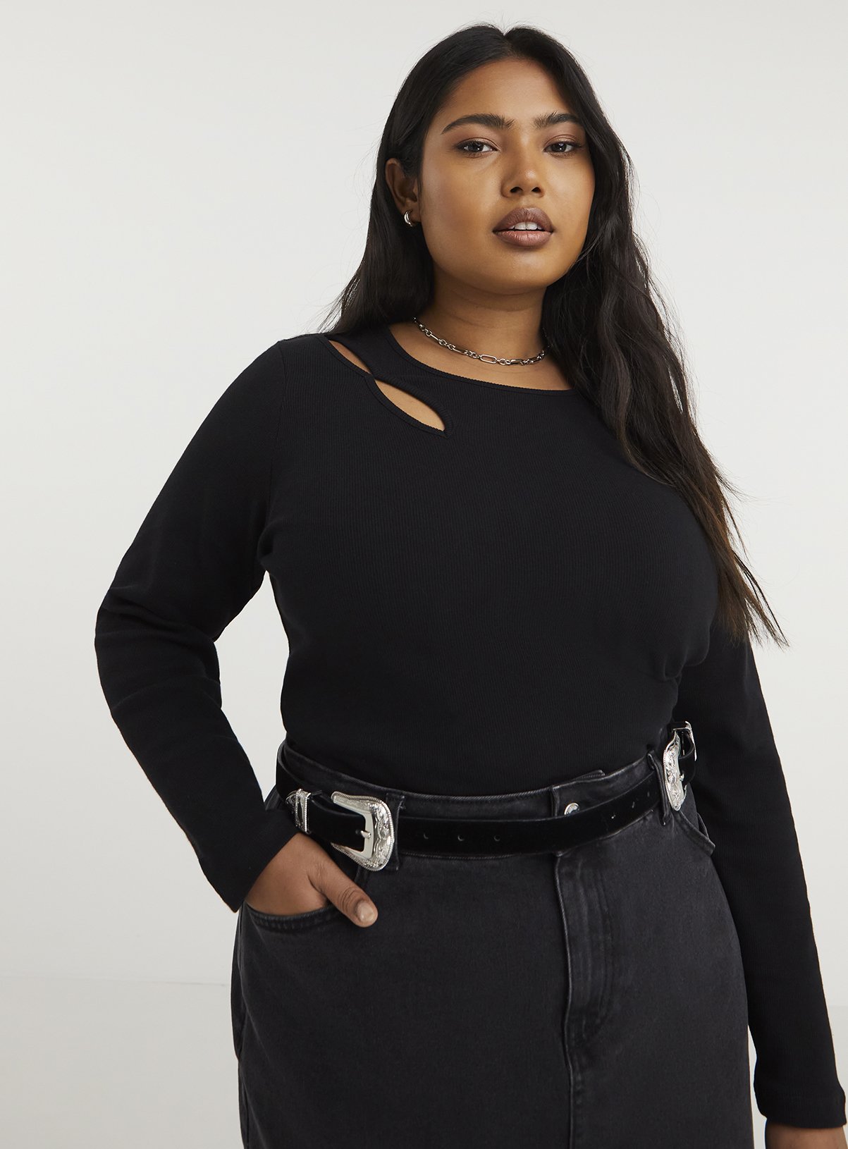 SIMPLY BE Cut Out Ribbed Top 