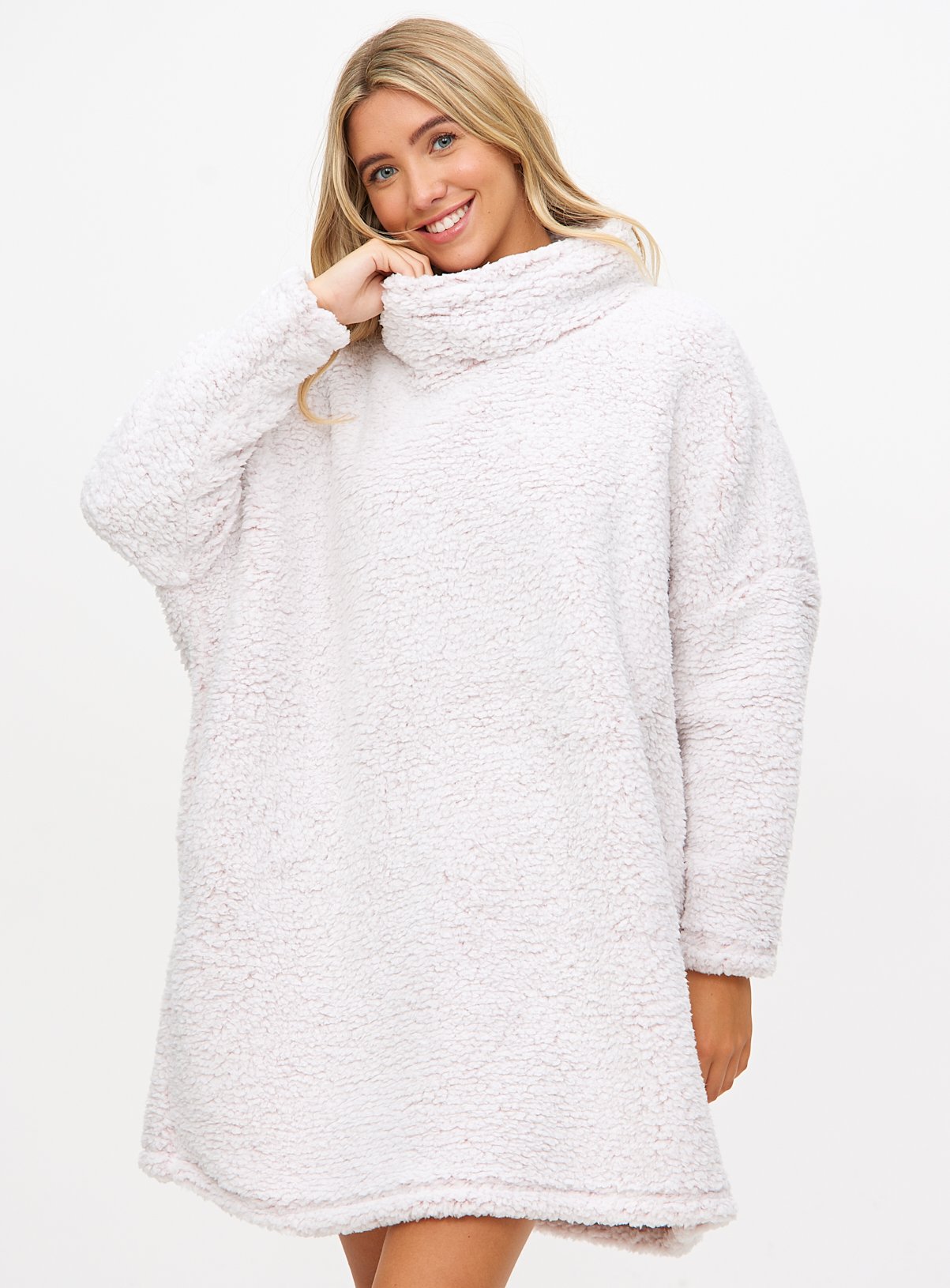 Frosted Lilac Borg Cowl Neck Blanket 