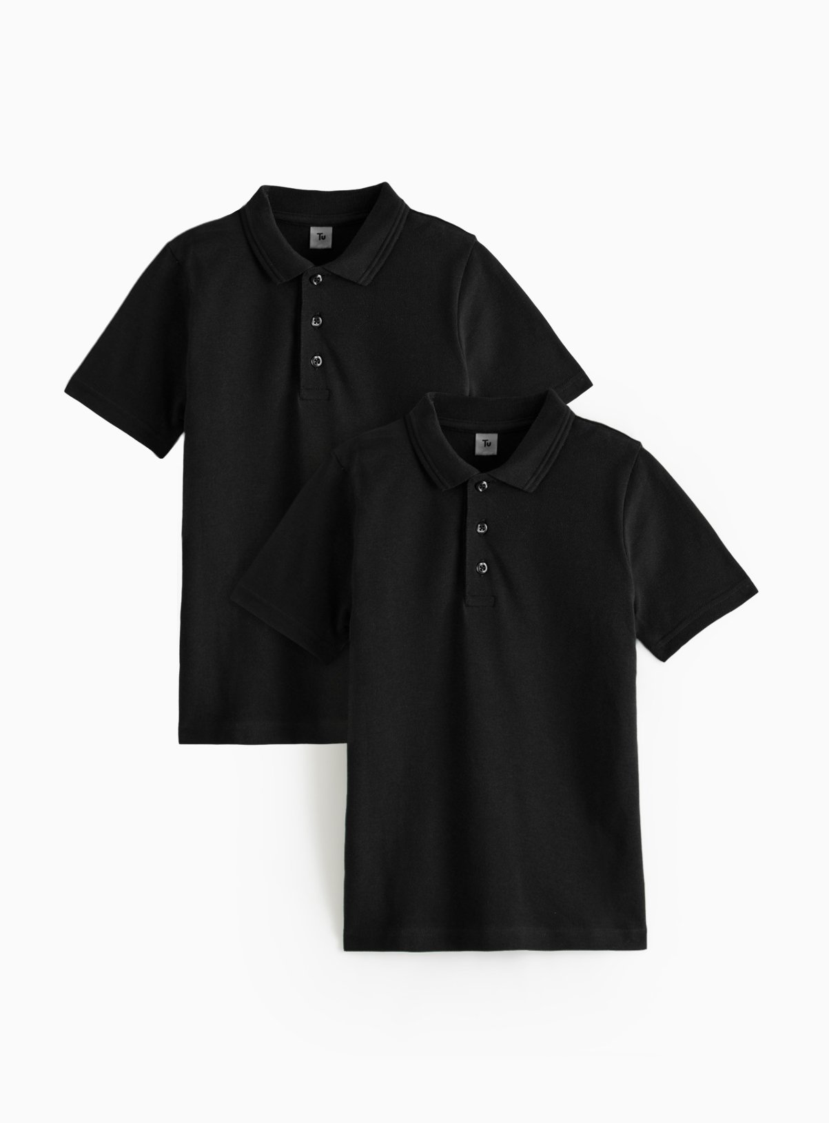 2 Pack Black Unisex Polo Shirts 8 years
