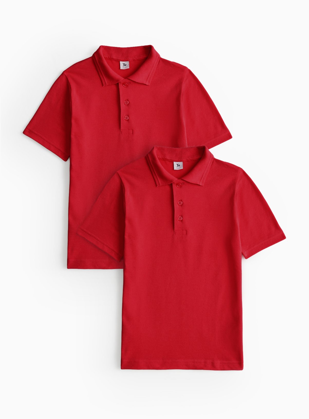 2 Pack Red Unisex Polo Shirts 5 years