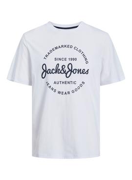 JACK & JONES JUNIOR White Jjforest Short Sleeved Crew Neck Tee Junior 