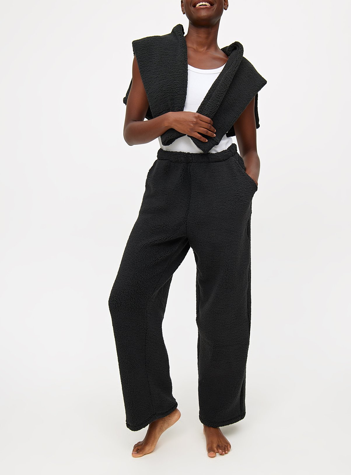 Black Coord Fleece Bottoms 