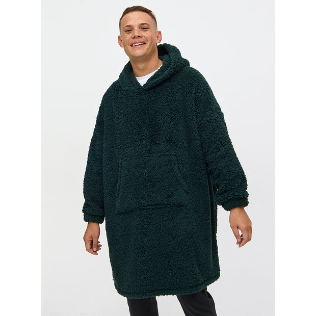 Buy Dark Green Borg Fleece Hooded Blanket L Gifts for him Argos