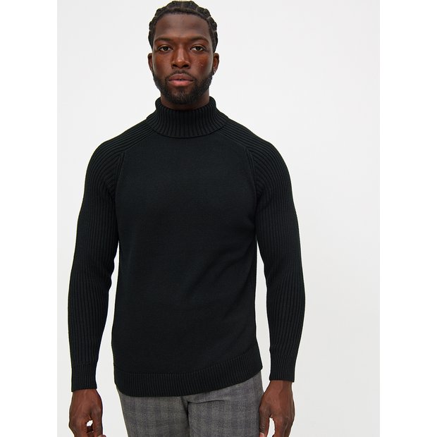 Black ribbed polo neck jumper best sale