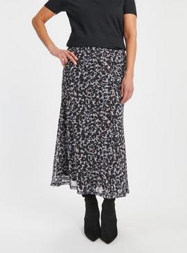 Animal Printed Mesh Maxi Skirt  