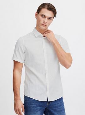 CASUAL FRIDAY White Linen Short Sleeve Shirt 
