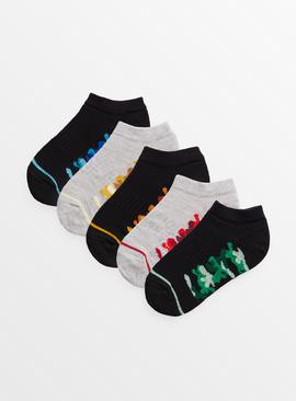 Black & Grey Camo Trainer Socks 5 Pack 
