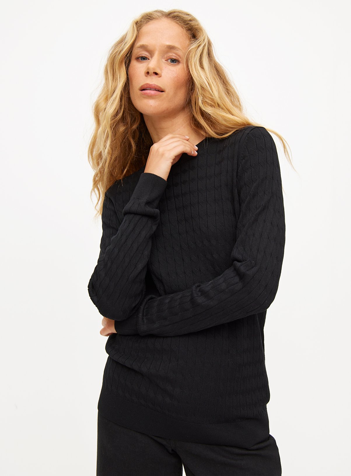 Cable Detail Crew Neck Jumper 