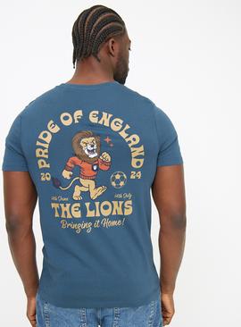 Blue Three Lions England Print T-Shirt 