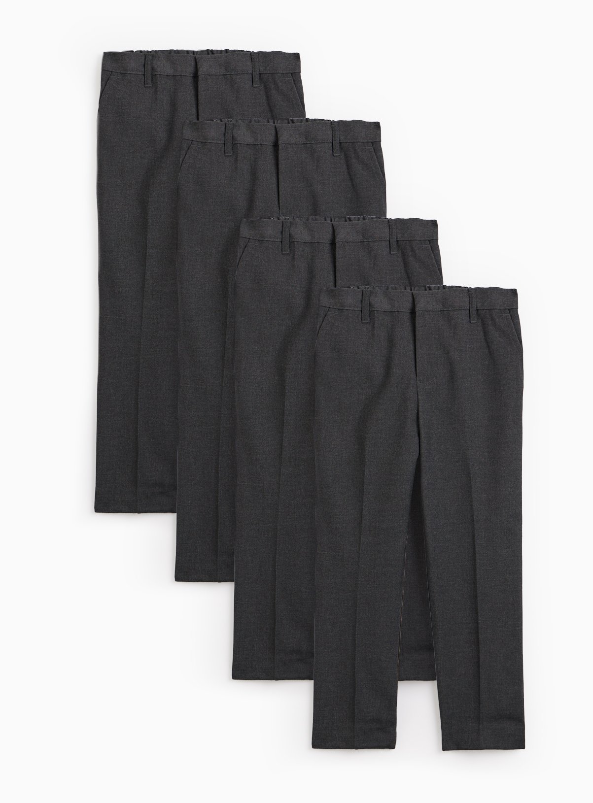 4 Pack Grey Trousers with Reinforced Knees & Extendable Hems 7 years