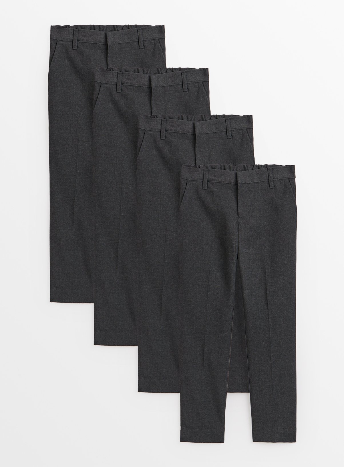 4 Pack Grey Slim Fit Woven Trousers with Reinforced Knees & Extendable Hem 12 years