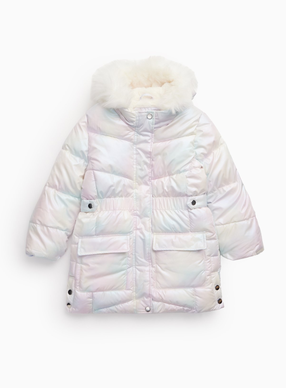 Iridescent Tie Dye Hooded Puffer Coat 