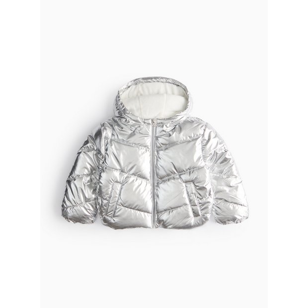 Buy Silver Metallic Boxy Puffer Jacket 5 6 years Occasionwear Tu