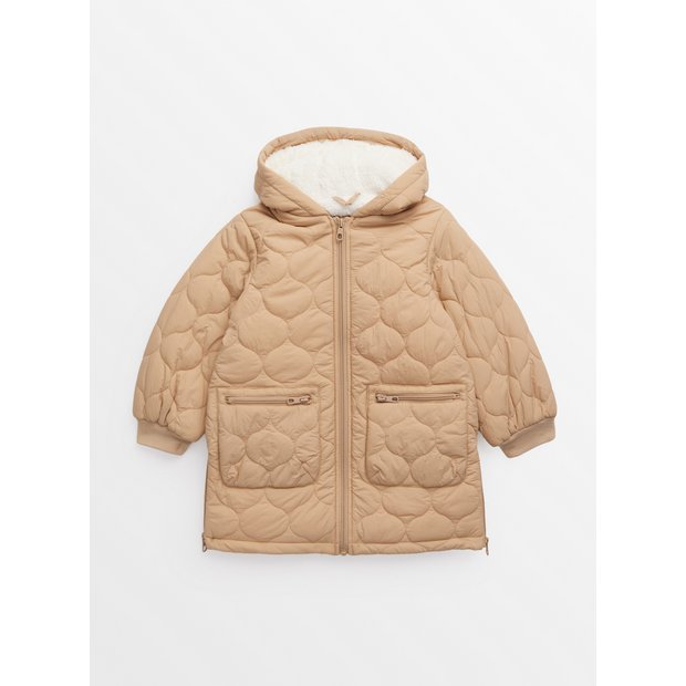 Beige quilted coat shop