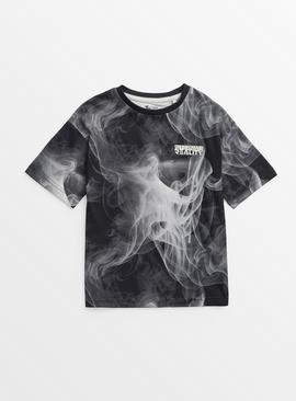 Monochrome Swirl Graphic Short Sleeve T-Shirt 