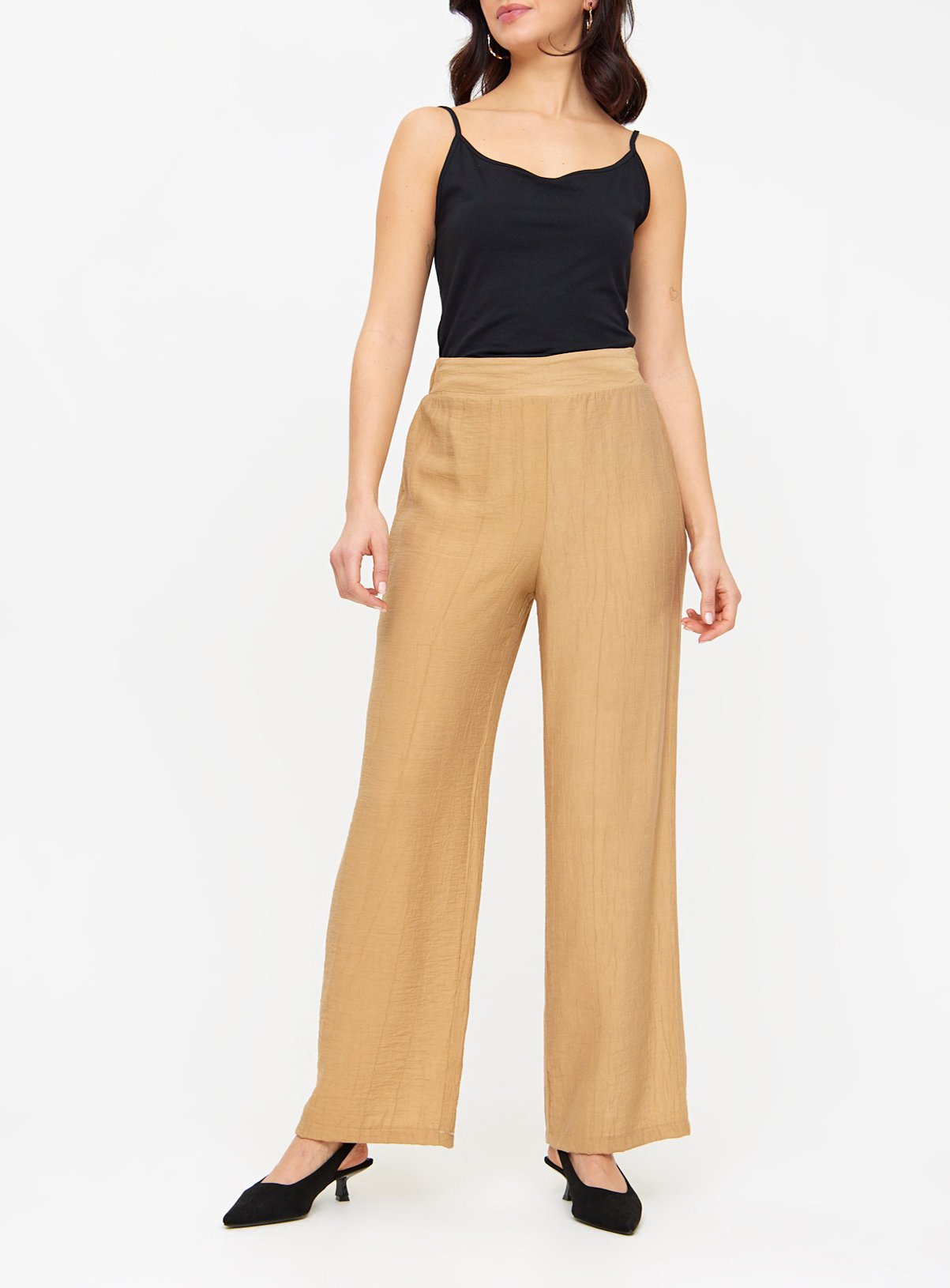 Crinkle Wide Leg Trousers 