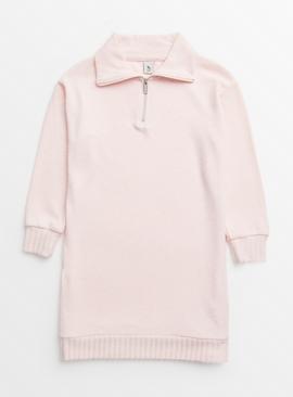 Pink Soft Knitted Zip Dress 