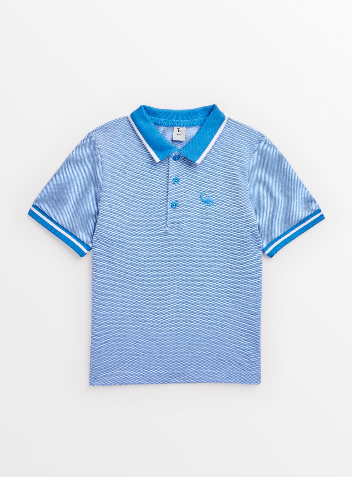 Blue Pique Short Sleeve Polo Shirt 