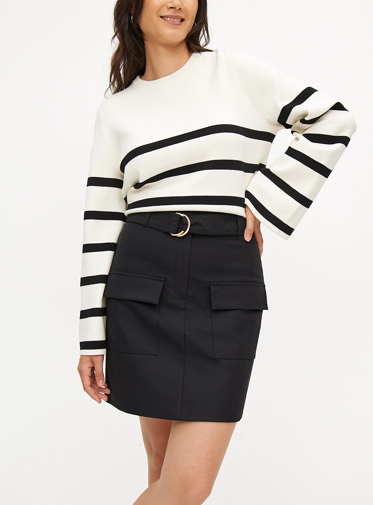 Black Belted Utility Mini Skirt 20