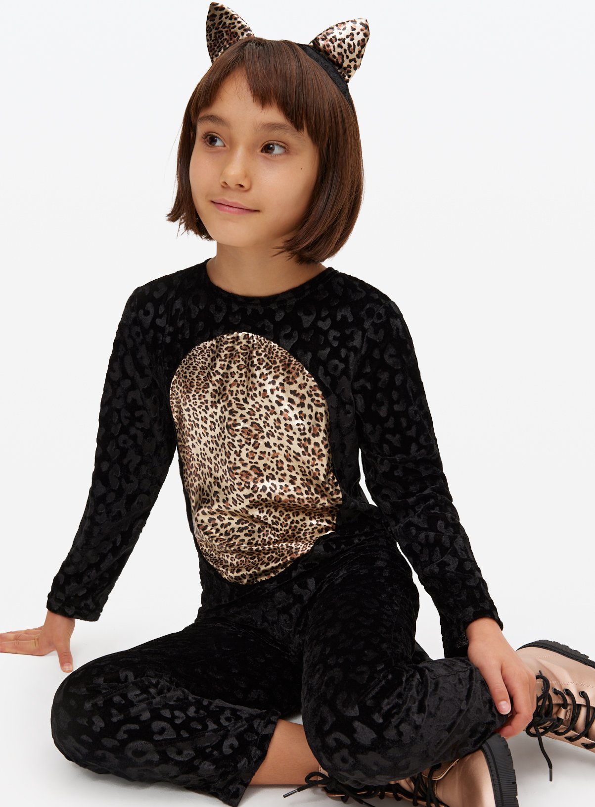 Halloween Black Cat Fancy Dress Costume 