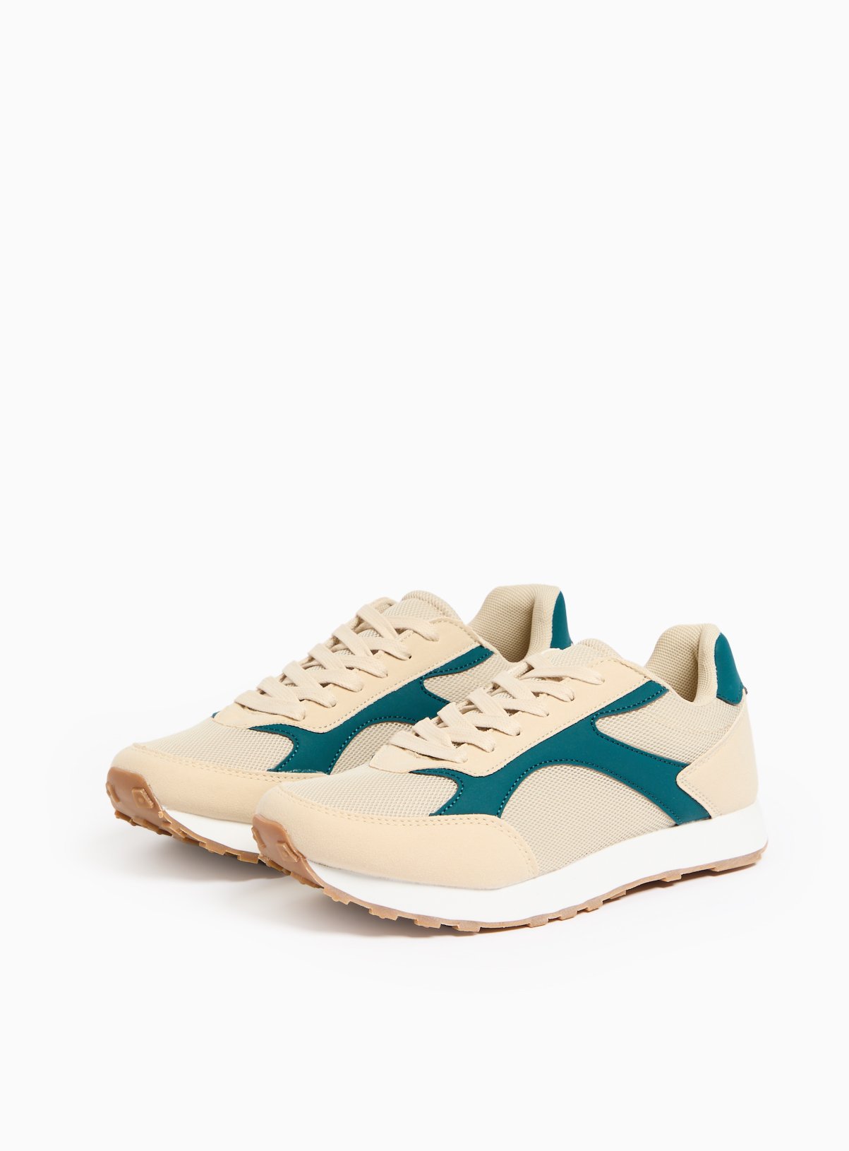 Neutral Contrast Green Panel Jogger Trainers 