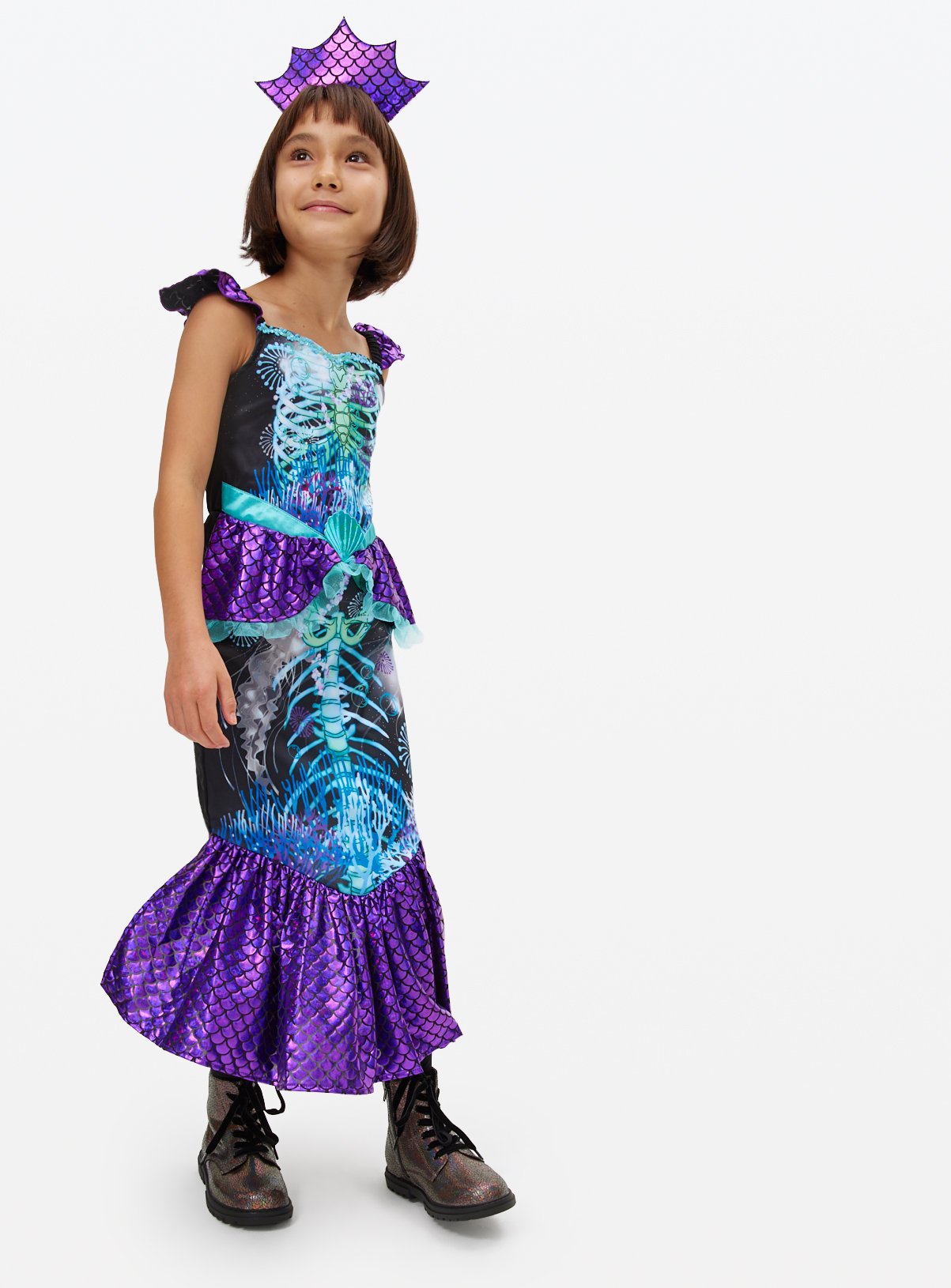 Halloween Skeleton Mermaid Fancy Dress Costume 