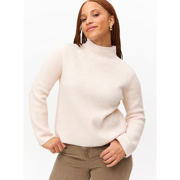 Buy Cream High Neck Boxy Knitted Jumper 10 | Jumpers | Tu