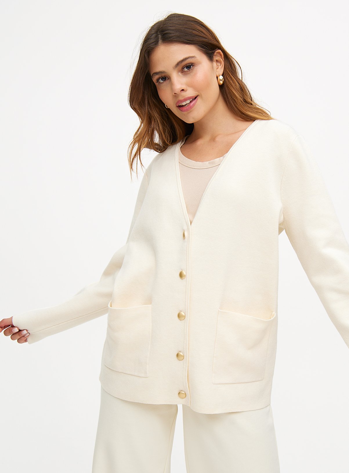 V-Neck Longline Cardigan 